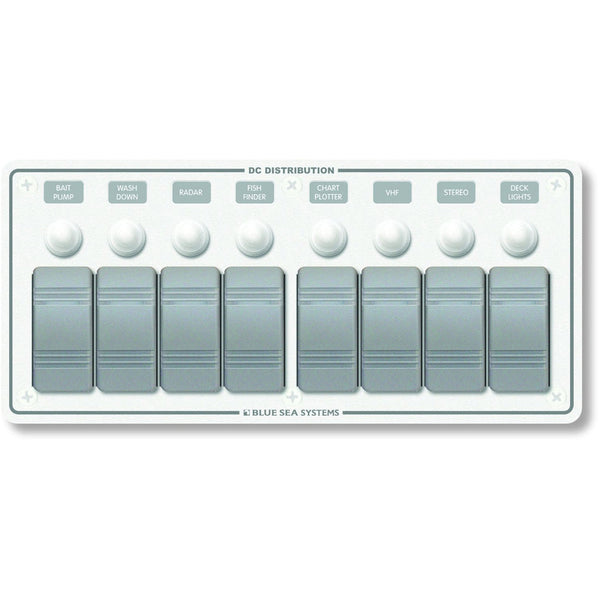 Blue Sea 8271 Water Resistant Panel - 8 Position - White - Horizontal Mount [8271] - Electrical Panels