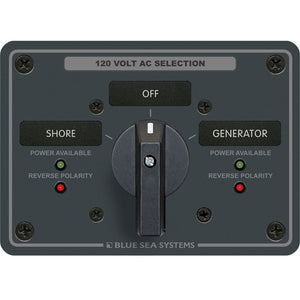 Blue Sea 8365 AC Rotary Switch Panel 65 Ampere 2 Positions + OFF 2 Pole [8365] - Electrical Panels