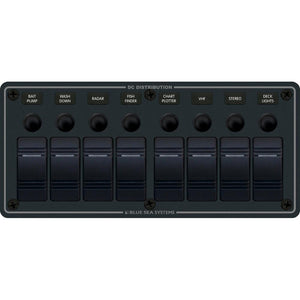 Blue Sea 8371 Water Resistant Panel - 8 Position - Black - Horizontal Mount [8371] - Electrical Panels
