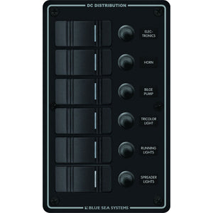 Blue Sea 8373 Water Resistant 6 Position - Black - Vertical Mount Panel [8373] - Electrical Panels