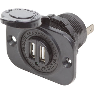 Blue Sea Dual USB Charger Socket - 2 USB Ports w/Watertight Cap [1016] - Accessories