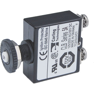 Blue Sea Push Button Reset Only Screw Terminal Circuit Breaker - 5 Amps [2130] - Circuit Breakers