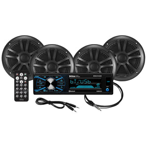 Boss Audio MCBK634B.64 Kit w/MR634UAB 4 MR6B Speakers MRANT10 Antenna [MCBK634B.64] - Stereos