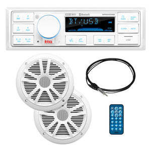 Boss Audio MCK500WB.6 Kit w/MR500UAB 2 MR6W Speakers MRANT10 Antenna White Remote *Refurbished [CRMCK500WB.6] Stereos