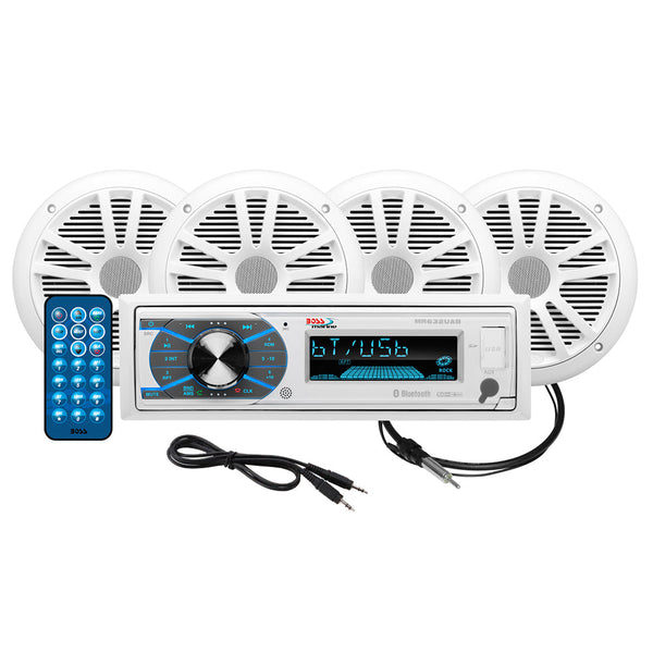 Boss Audio MCK632WB.64 Marine Stereo 2 Pairs of 6.5’’ Speaker Kit - White [MCK632WB.64] - Stereos