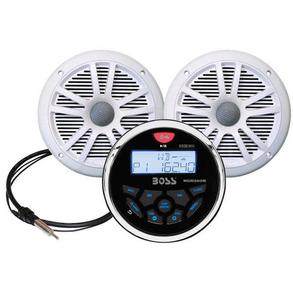 Boss Audio MCKGB350W.6 Marine Stereo 6.5’’ Speaker Kit - White [MCKGB350W.6] - Stereos
