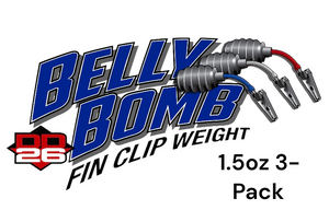 DD26 Fishing BELLY BOMB Fin Clip Weights - 1.5 ounce 3-pack - Fish Management and Culling