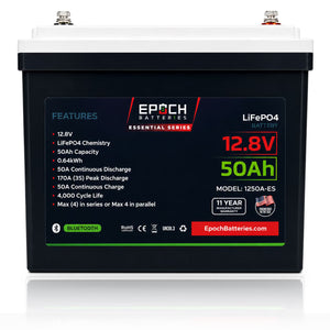 EPOCH 12V 50Ah Bluetooth LiFePO4 Battery - Lithium Battery