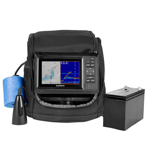 Garmin ECHOMAP UHD2 Keyed 5’’ cv Ice Fishing Bundle w/ECHOMAP UHD2 53cv Dual Beam-IF Transducer [010-02590-35]