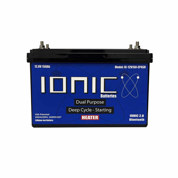 Ionic Lithium 12V 150Ah | Dual Purpose Starter Battery 1600 CA + LiFePO4 Deep Cycle + Heater - Lithium Battery