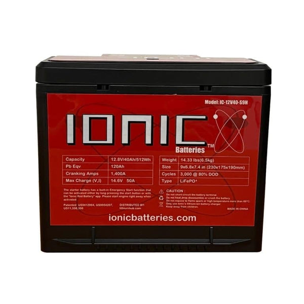 Ionic Lithium 12V S9 | 1400 CA | LiFePO4 Car Post Starter Heater Battery + Bluetooth - Lithium Battery