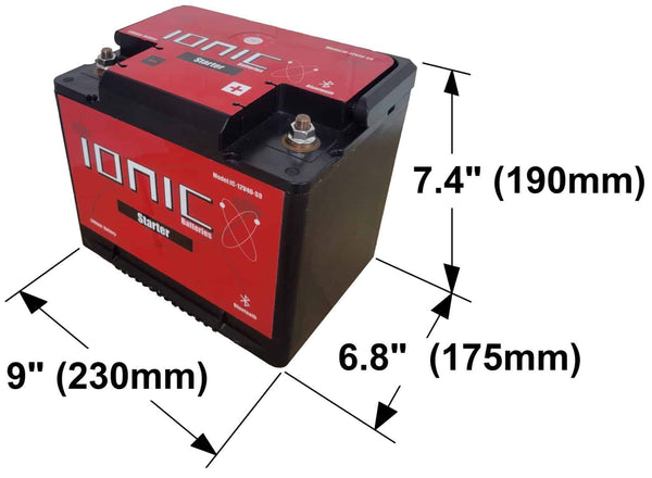 Ionic Lithium 12V S9 1400 CA LiFePO4 Marine Starter Battery Bluetooth