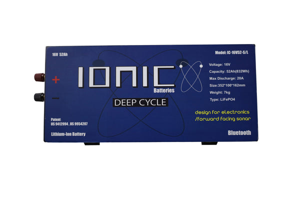 Ionic Lithium 16V 52Ah | Marine Electronics/Sonar LiFePO4 Battery + Charger