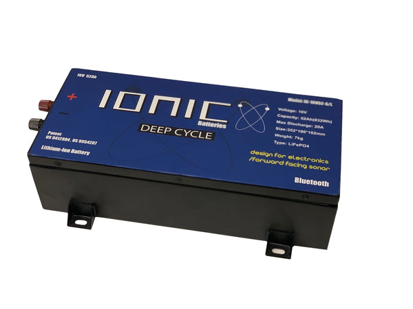 Ionic Lithium 16V 52Ah | Marine Electronics/Sonar LiFePO4 Battery + Charger