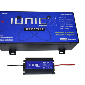 Ionic Lithium 16V 52Ah | Marine Electronics/Sonar LiFePO4 Battery + Charger