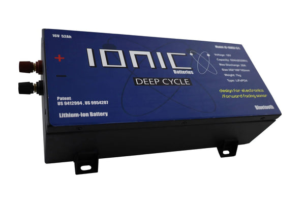 Ionic Lithium 16V 52Ah | Marine Electronics/Sonar LiFePO4 Battery + Charger