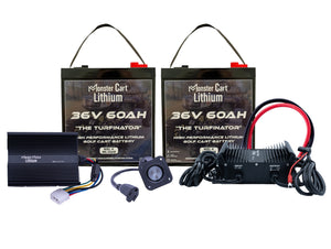 LARGE BUNDLE 36v 120Ah- (2) 36V 60AH LITHIUM BATTERY & 36V 15A WATERPROOF CHARGER