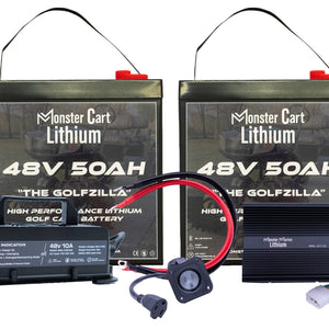 LARGE BUNDLE 48v 100Ah- (2) 48V 50AH LITHIUM & 48V 10A WATERPROOF CHARGER