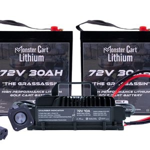 LARGE BUNDLE 72v 60Ah - (2) 72V 30AH LITHIUM & 72V 10A WATERPROOF CHARGER