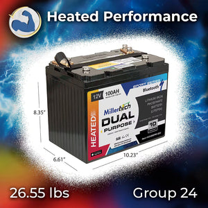 Millertech 12V 100AH Heated Starting Battery w/ BT