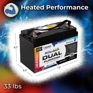 Millertech 12V 135AH Heated Starting Battery w/ BT
