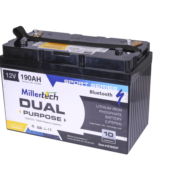 Millertech 12V 190AH Dual Purpose Starting Battery w/ BT - Lithium Battery