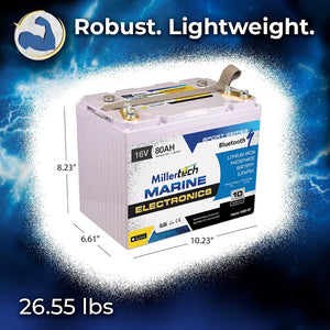 Millertech 16V 80AH Marine Electronics Lithium Battery w/ BT