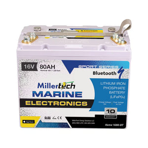 Millertech 16V 80AH Marine Electronics Lithium Battery w/ BT
