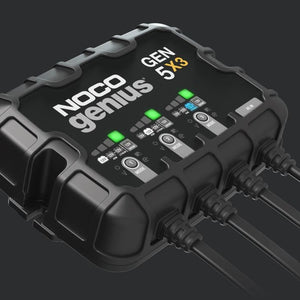 NOCO Genius GEN5X3 3-Bank 15A (5A/Bank) Smart Marine Battery Charger 12V Waterproof Onboard Boat Charger Battery