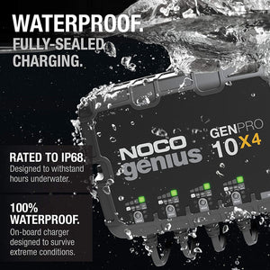 NOCO Genius GENPRO10X4 4-Bank 40-Amp (10-Amp Per Bank) Fully-Automatic Smart Marine Charger 12V Onboard Battery Charger