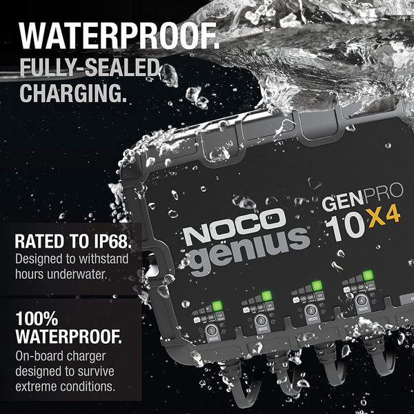NOCO Genius GENPRO10X4 4-Bank 40-Amp (10-Amp Per Bank) Fully-Automatic Smart Marine Charger 12V Onboard Battery Charger