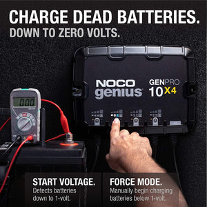 NOCO Genius GENPRO10X4 4-Bank 40-Amp (10-Amp Per Bank) Fully-Automatic Smart Marine Charger 12V Onboard Battery Charger