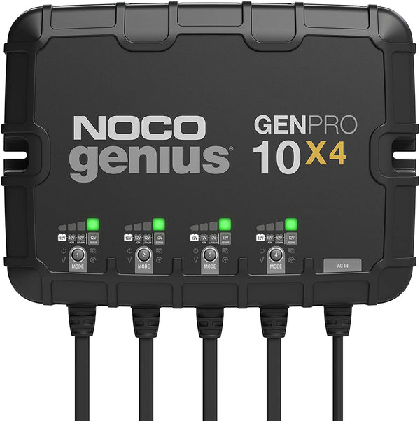 NOCO Genius GENPRO10X4 4-Bank 40-Amp (10-Amp Per Bank) Fully-Automatic Smart Marine Charger 12V Onboard Battery Charger