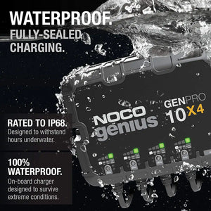 NOCO Genius waterproof battery charger with IP68 rating.