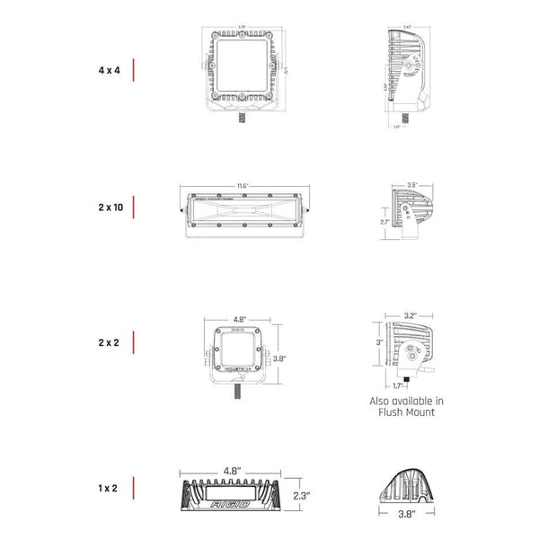 RIGID Industries 2x10 115 DC Scene Light Black - White LED [68131] - Flood/Spreader Lights