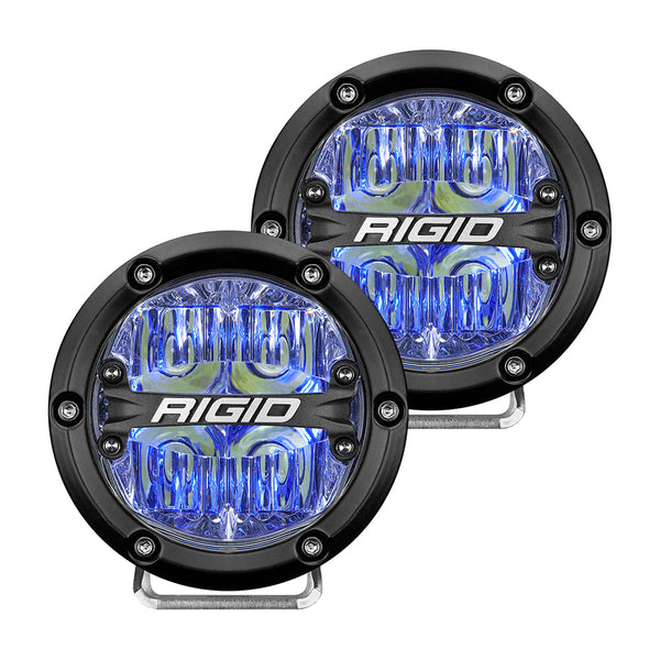 RIGID Industries 360-Series 4’’ LED Off-Road Fog Light Drive Beam w/Blue Backlight - Black Housing [36119]