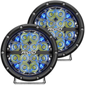 RIGID Industries 360-Series 6’’ LED Off-Road Fog Light Drive Beam w/Blue Backlight - Black Housing [36207]