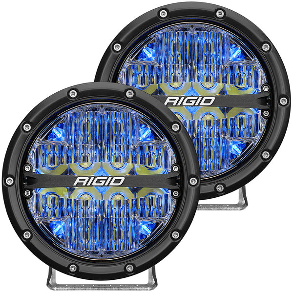 RIGID Industries 360-Series 6’’ LED Off-Road Fog Light Spot Beam w/Blue Backlight - Black Housing [36202]