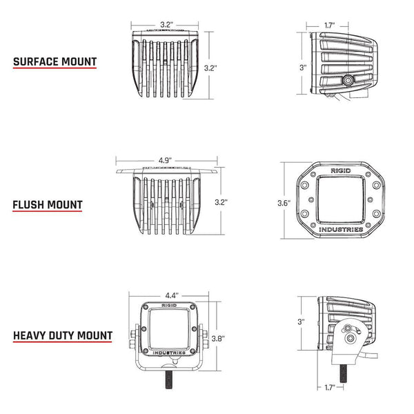 RIGID Industries D-Series PRO Flood Diffused - Single - White [601513] - Flood/Spreader Lights