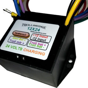 TROLLBRIDGE 12X24 A 12 TO 24 VOLT BATTERY CHARGER AND COMBINER COMBINED.